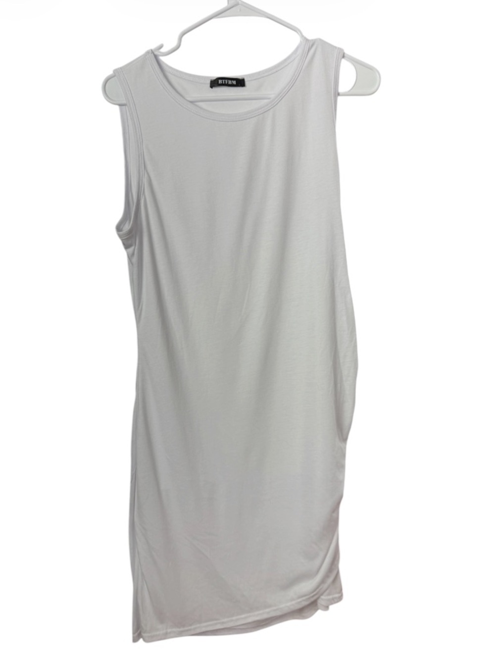 BTFBM White Ruched Side Bodycon Mini Dress - Size Large